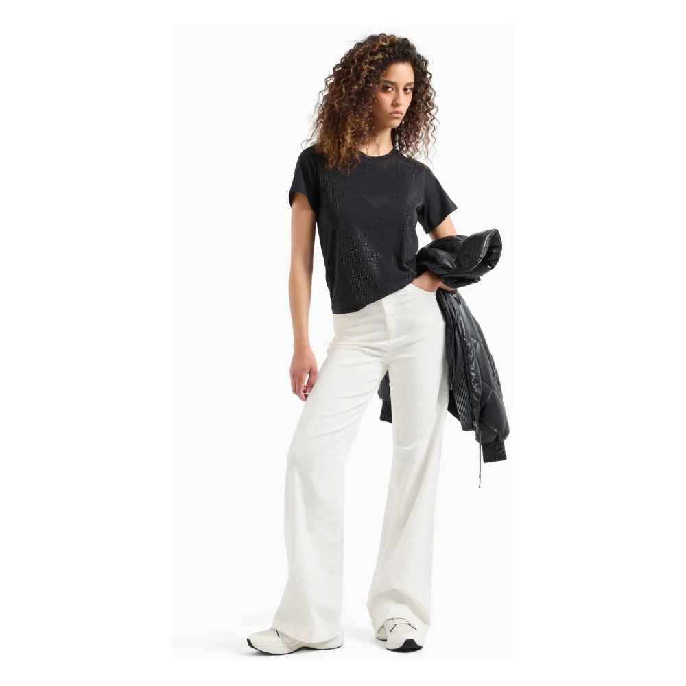 Emporio Armani Nep leren jas met hoge kraag Black Dames