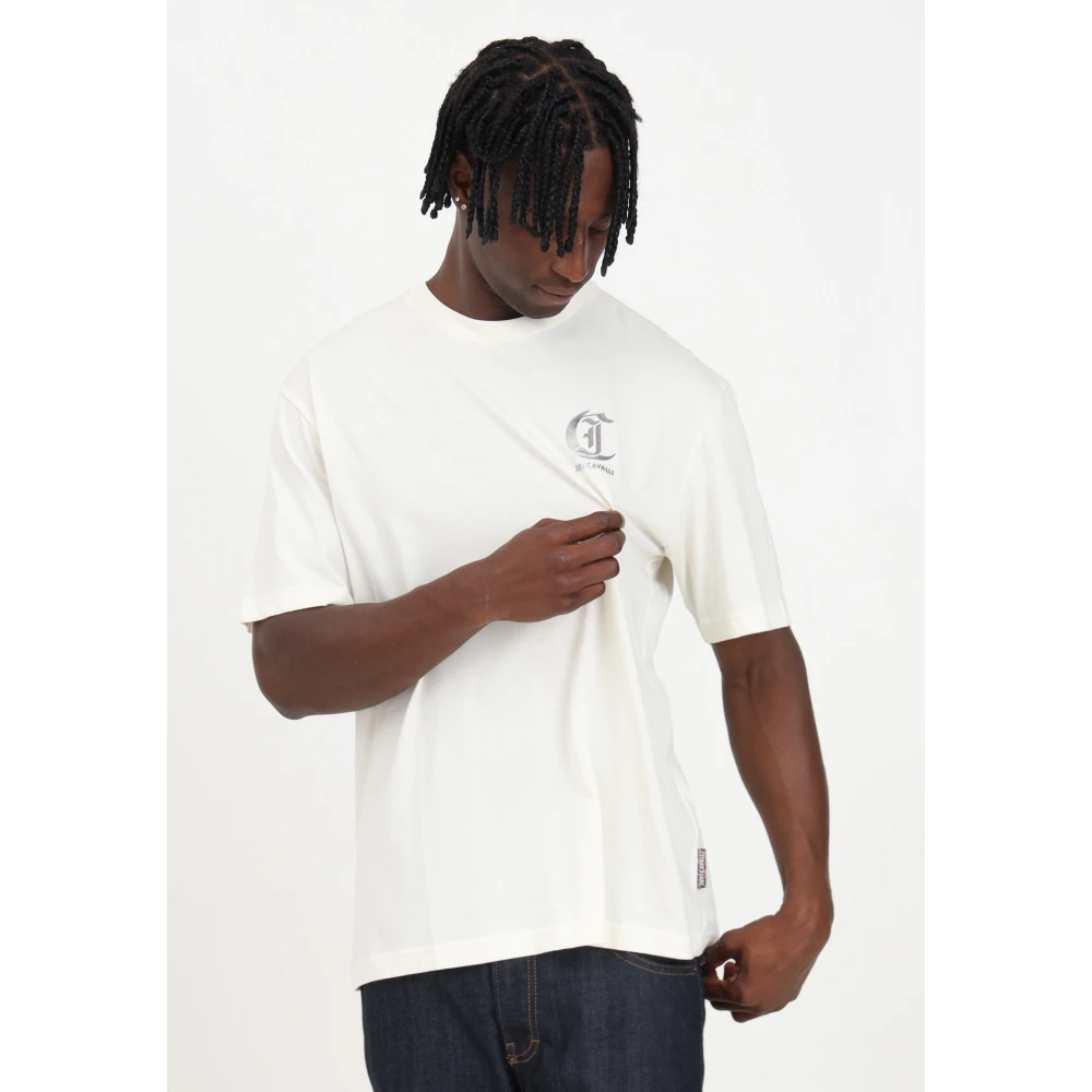 Just Cavalli Minimal Design Logo Print T-shirt Beige Heren