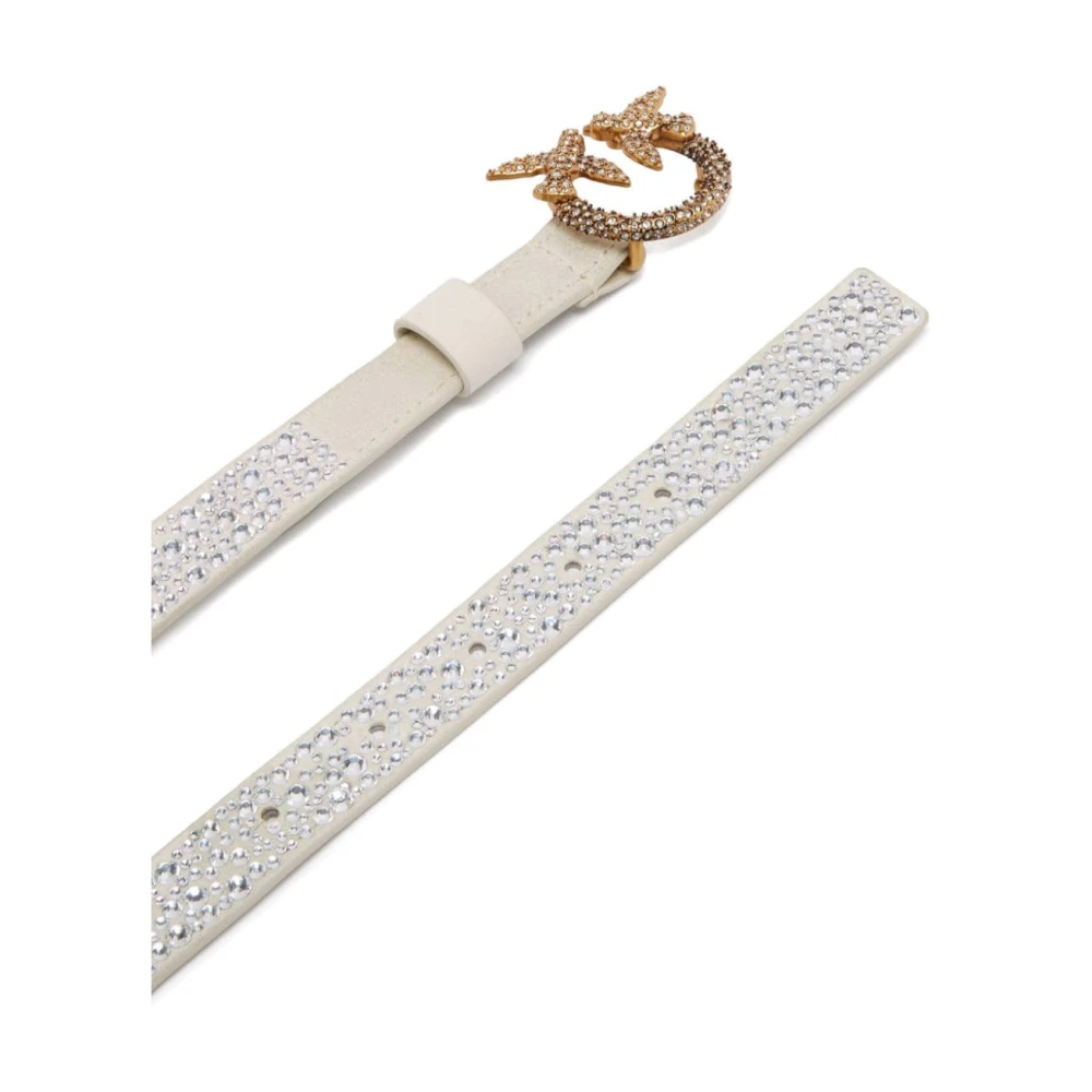 pinko Wit leren Love Birds riem White Dames