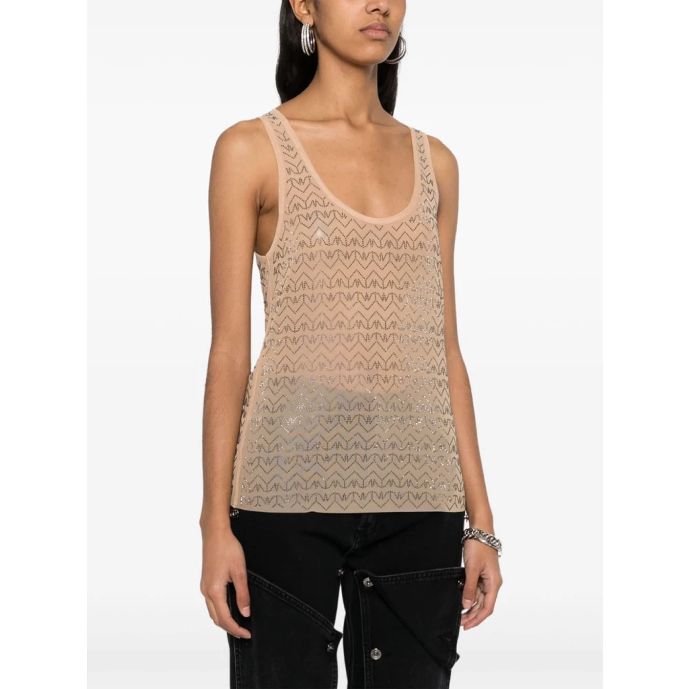 PATRIZIA PEPE Witte T-shirts en Polos met Strass Applicaties Beige Dames