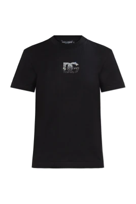 T-shirt med en logotyp avslutad med skimrande kristaller
