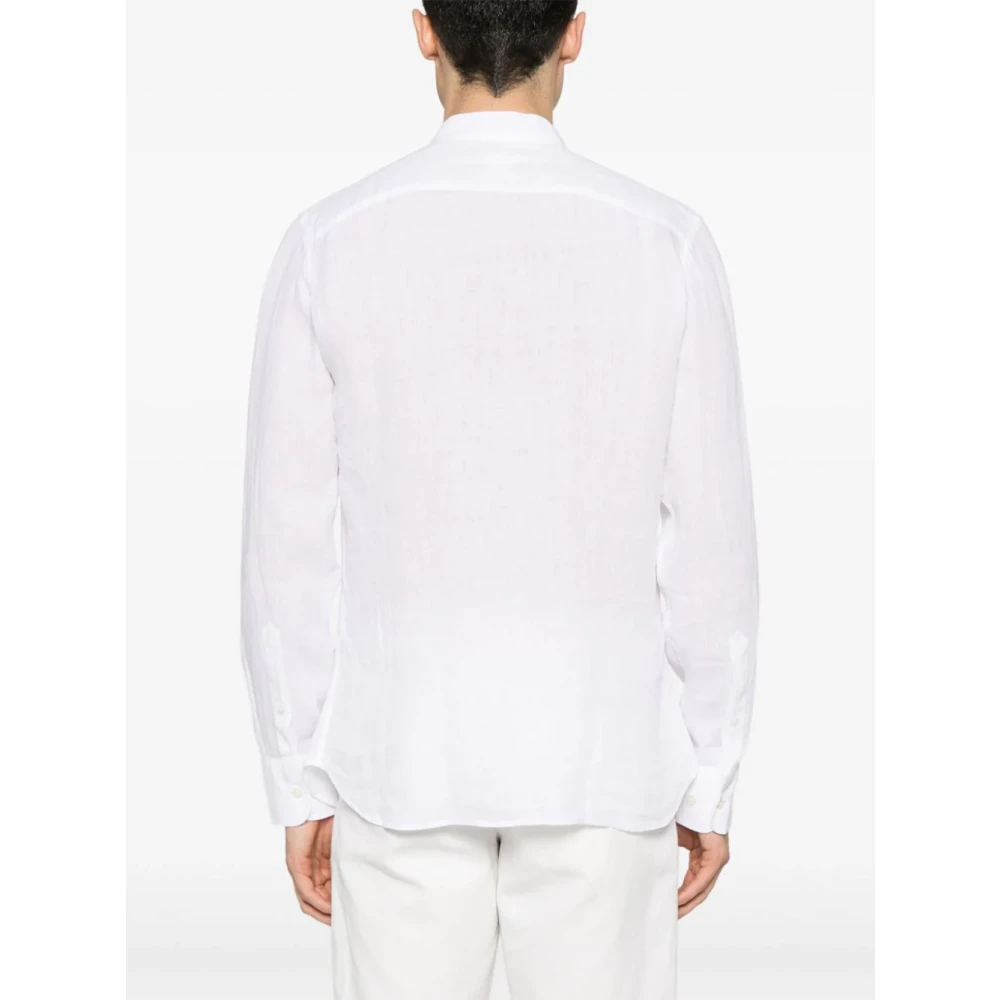 120% lino Witte Linnen Overhemd Met Knopen White Heren