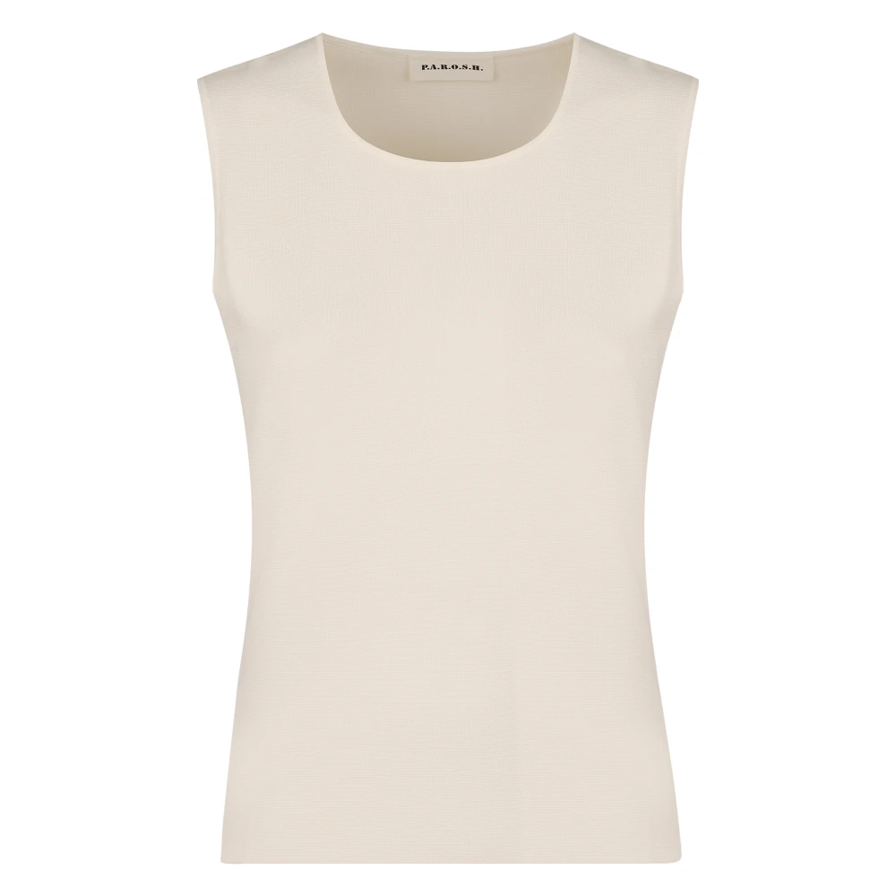 P.a.r.o.s.h. Geribbelde Gebreide Tanktop White Dames