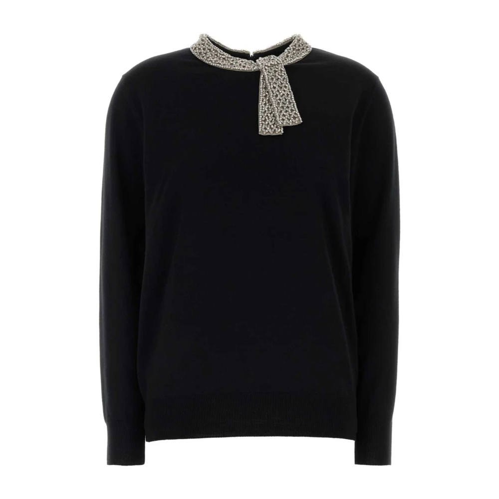 Valentino Garavani Black Maglia Embroi - Female - Round-Neck Knitwear - Xs - Knitwear
