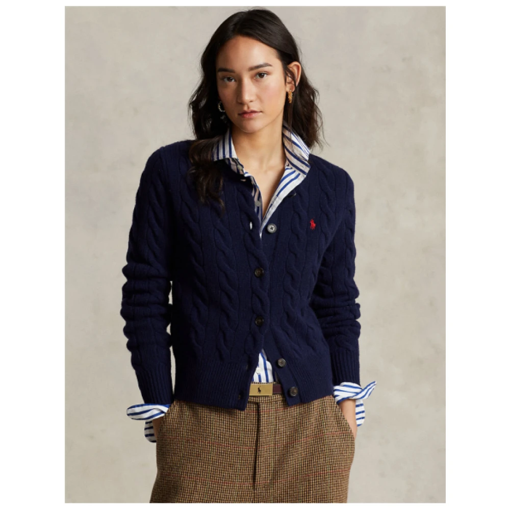 Polo Ralph Lauren Gebreide Cashmere Wol Cardigan Blue Dames