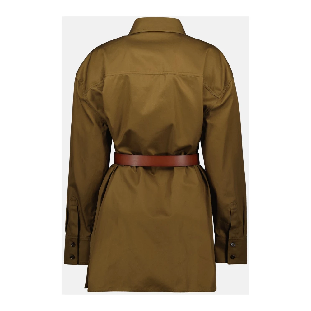 Saint Laurent Bruine Khaki Overhemdjurk Brown Dames