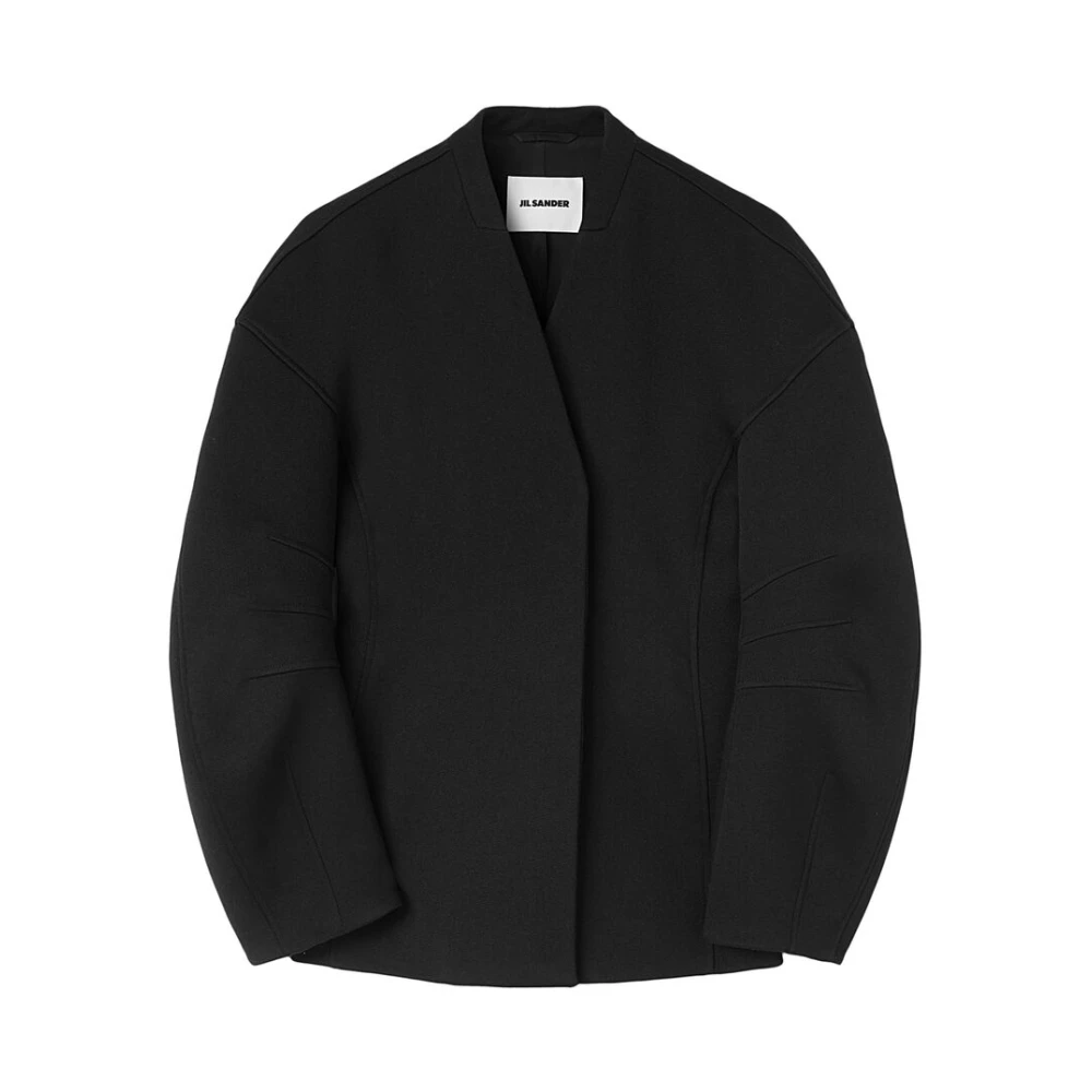Jil Sander Zwarte Wollen Oversized Jas Black Dames