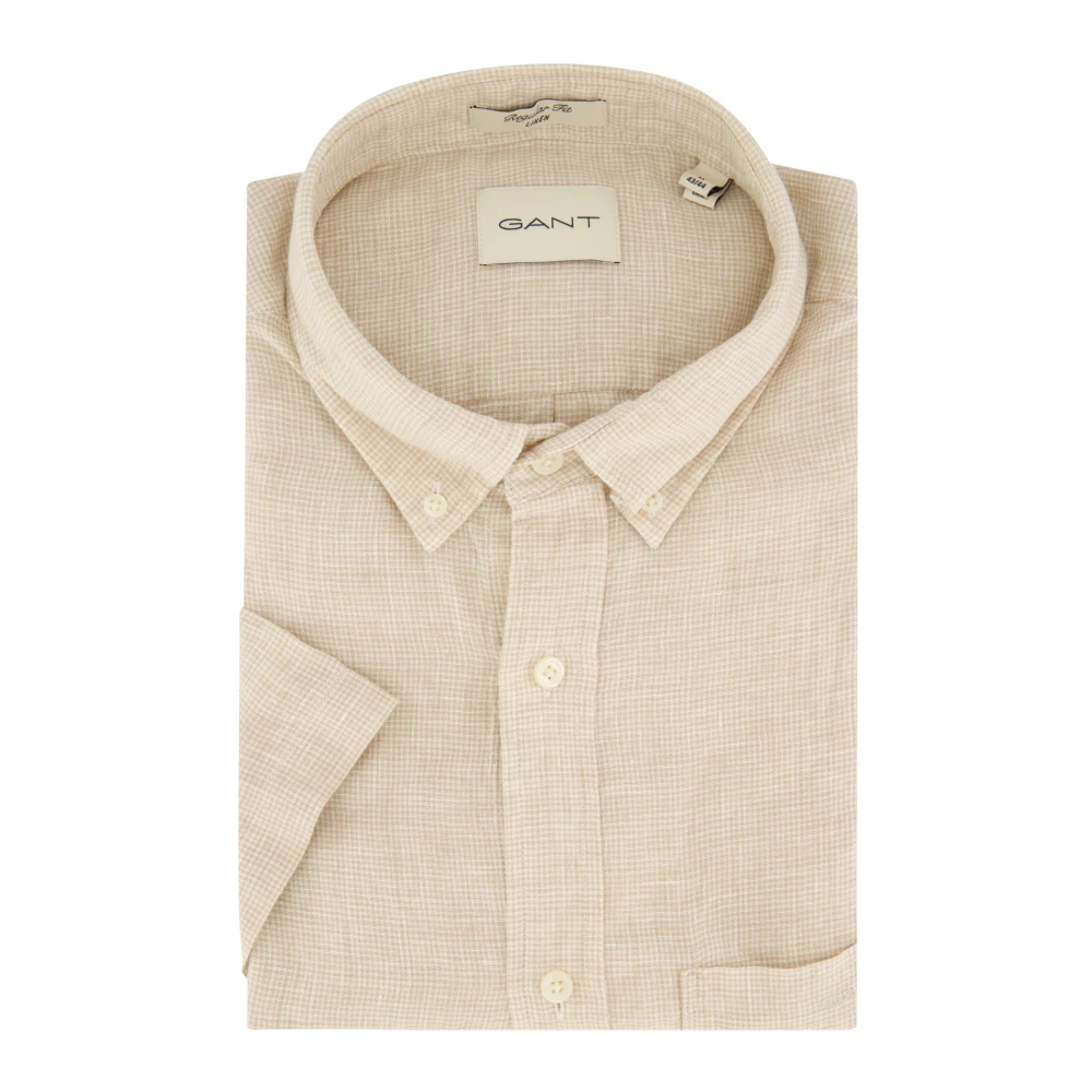 Gant Casual korte mouw beige overhemd Beige Heren