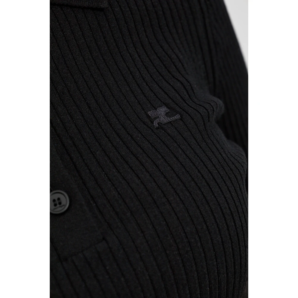 Courrèges Korte top met geborduurd logo Black Dames