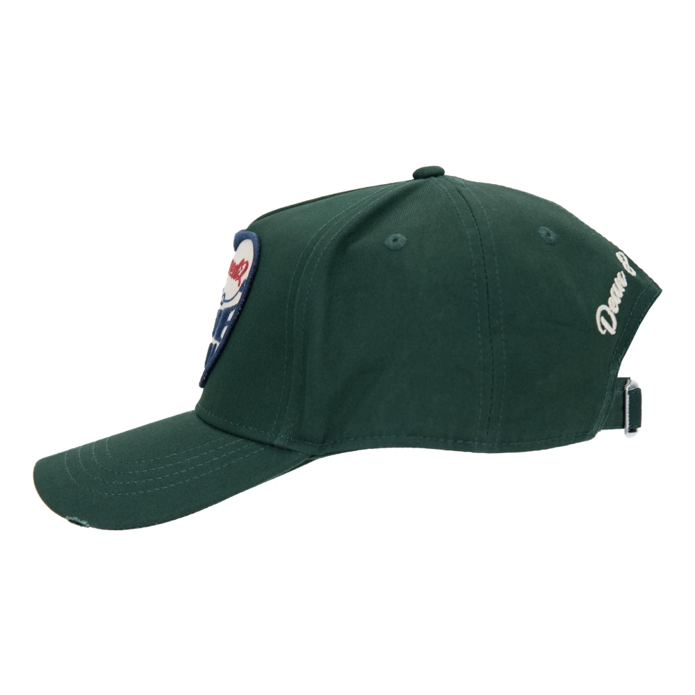 Dsquared2 Geborduurde baseballpet met verstelbare band Green Unisex
