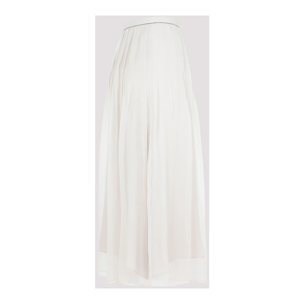 BRUNELLO CUCINELLI Organza Plissé Rok White Dames