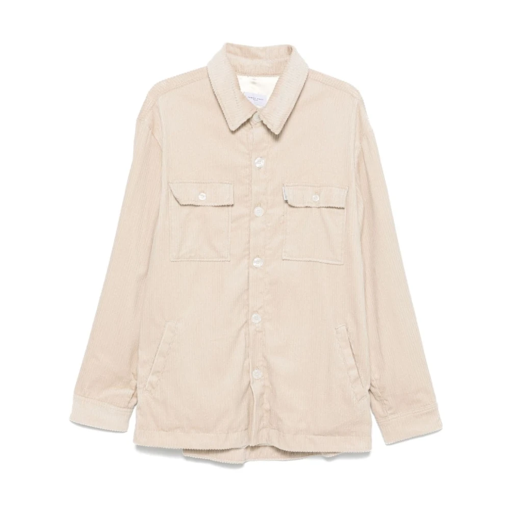 Family First Beige Fluweel Streep Shirt Beige Heren