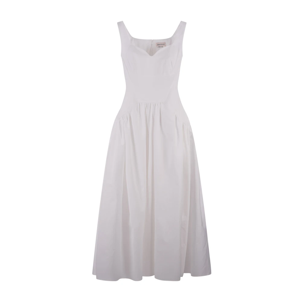 Alexander mcqueen Witte Midi Jurk Sweetheart Neckline White Dames