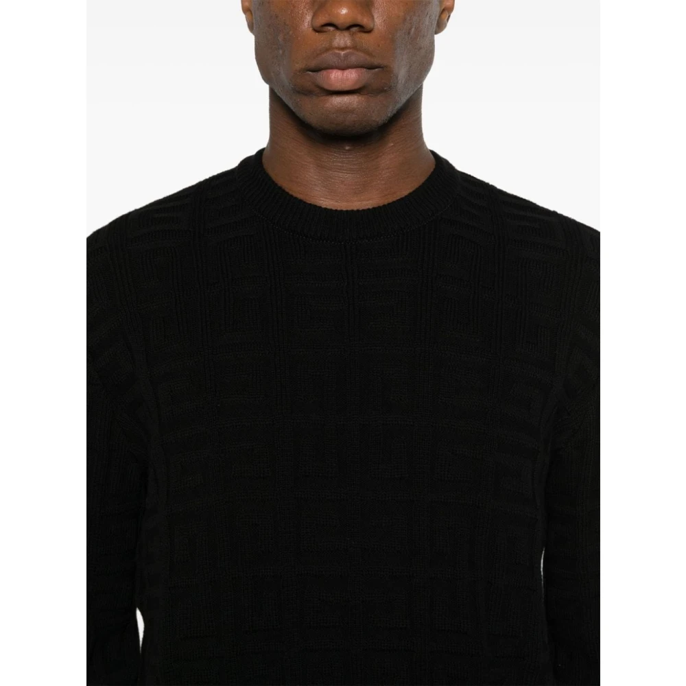 Givenchy Zwarte 4G-patroon Crew Neck Sweater Black Heren