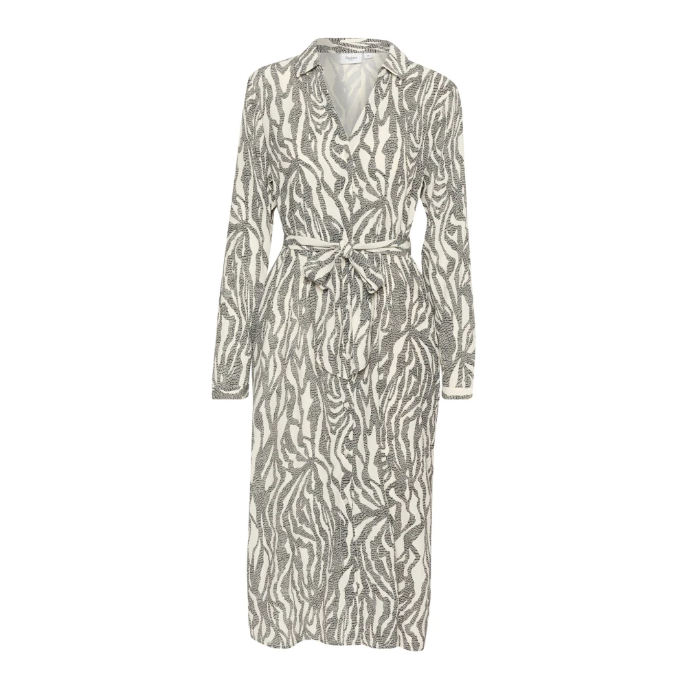 Saint Tropez Zebra Graphic Jurk met Lange Mouwen Gray Dames