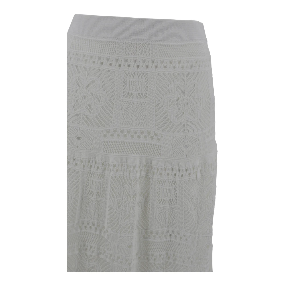 D.Exterior Patchwork Geborduurde Wijde Lange Rok White Dames