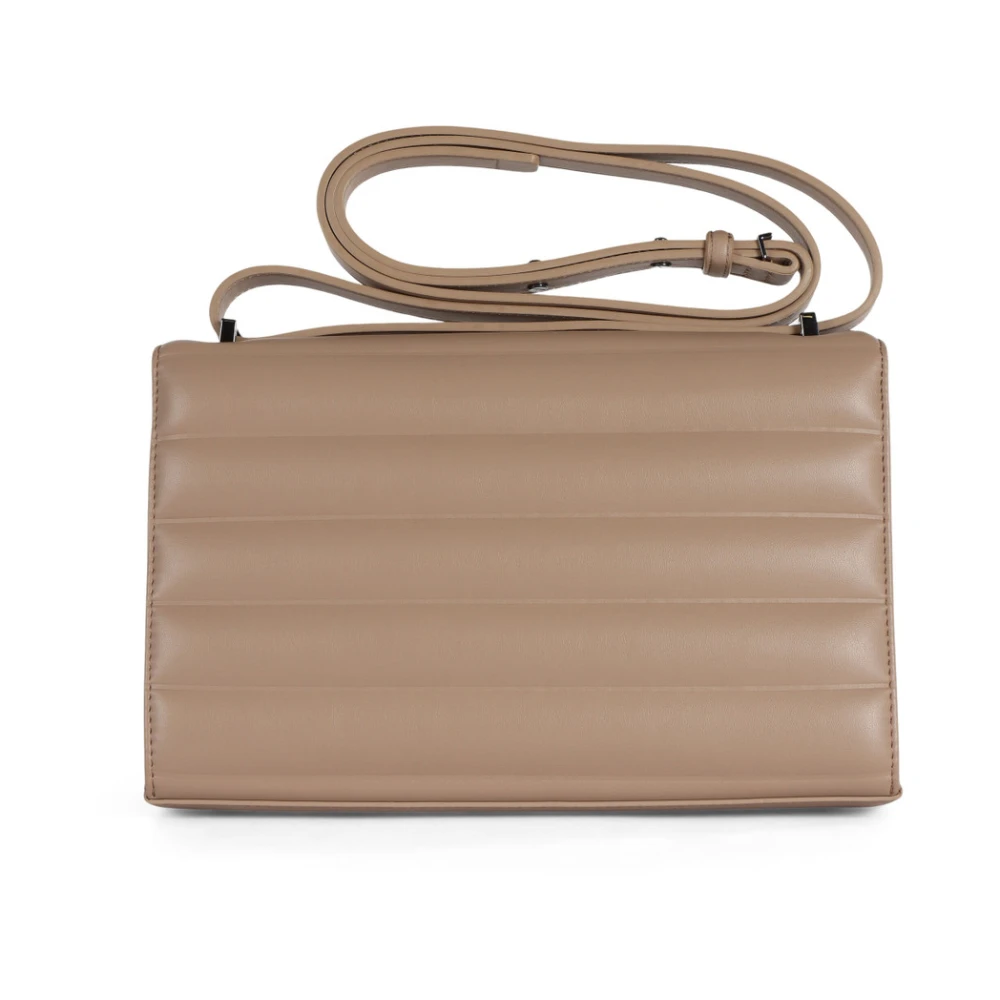 Calvin Klein Gewatteerde Schoudertas met Logoplaatje Beige Dames
