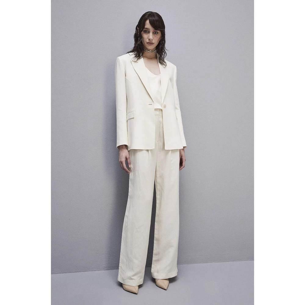 PATRIZIA PEPE JAS Essential viscose en linnen jas White Dames