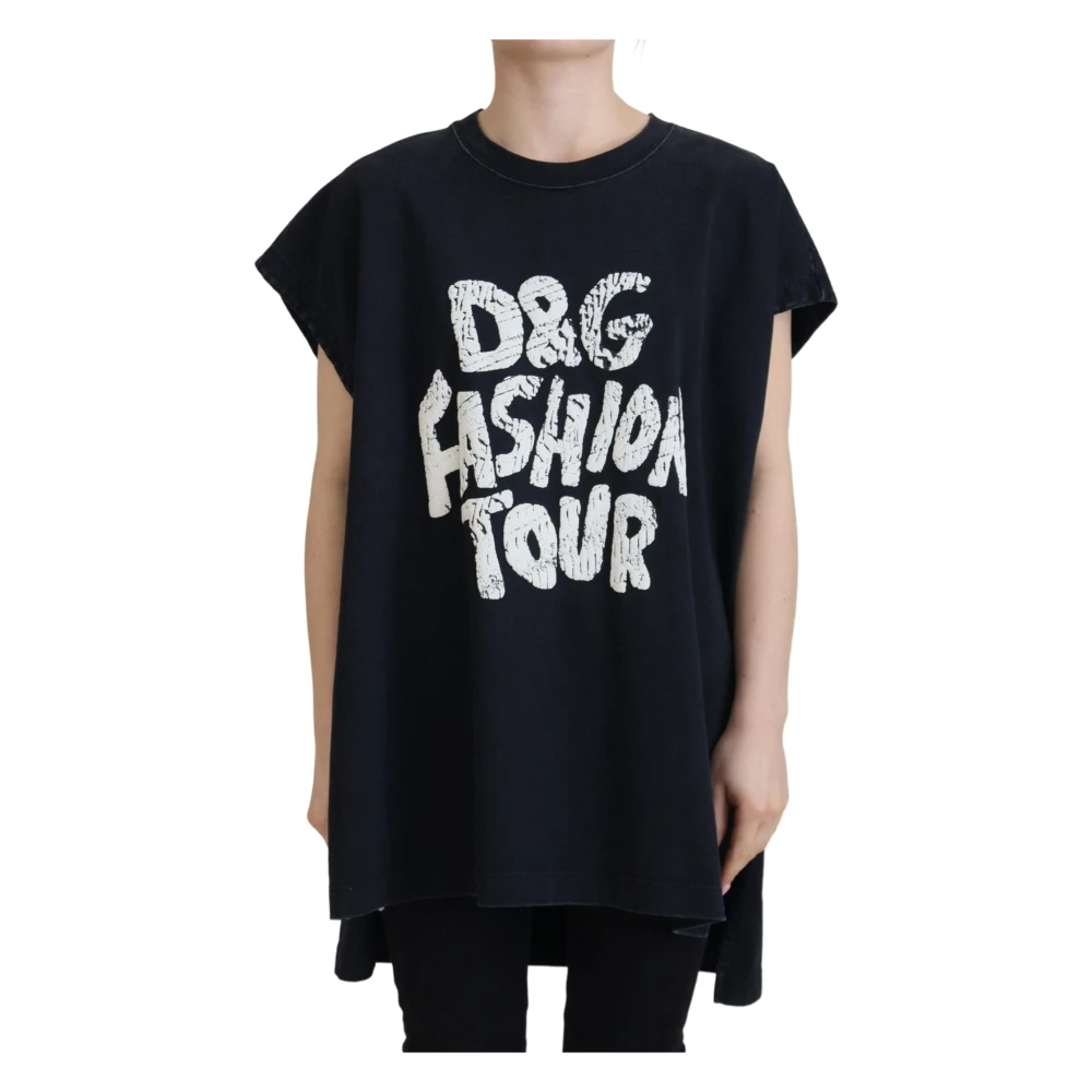 Dolce & Gabbana Black Luxury Cotton Tee With Print - Female - T-Shirts - S - Tops