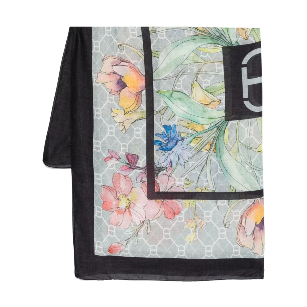Twinset Zwart Mix Print Sjaal Vierkante Vorm Multicolor Dames