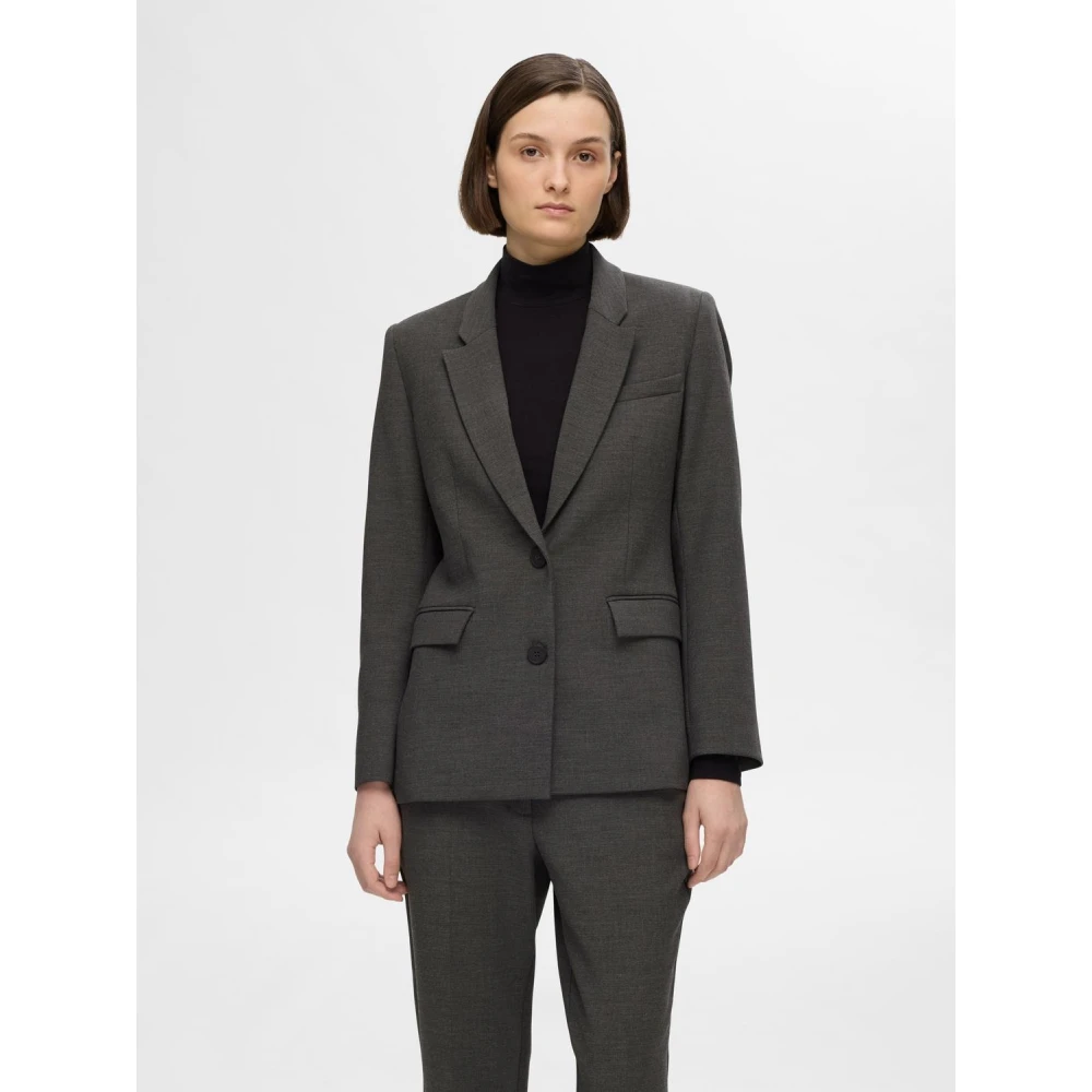 Selected Femme Klassieke Blazer in Donkergrijs Gemêleerd Gray Dames