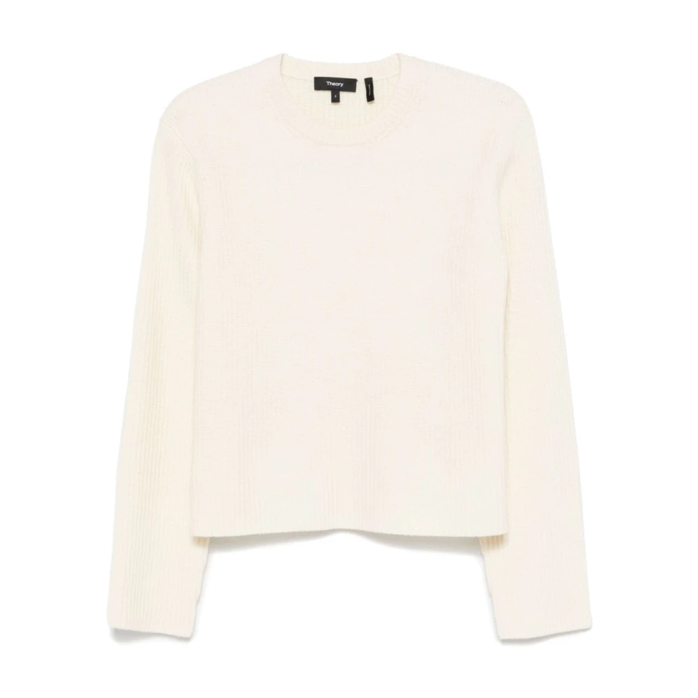 Theory Ivoor Wol Kasjmier Crew Neck Sweater Beige Dames