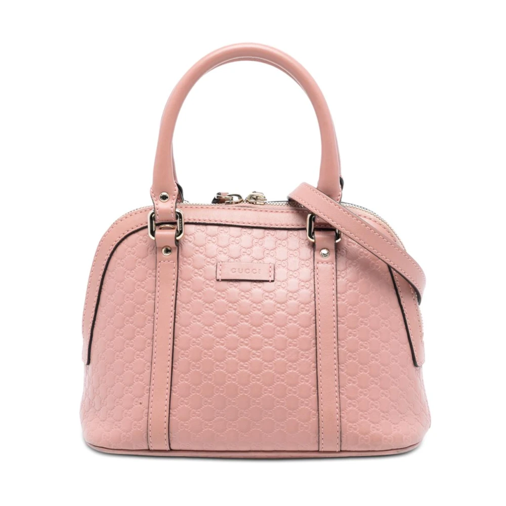 Gucci Vintage Women's Pink Pre-Owned Microguccissima Leather Dome Satchel