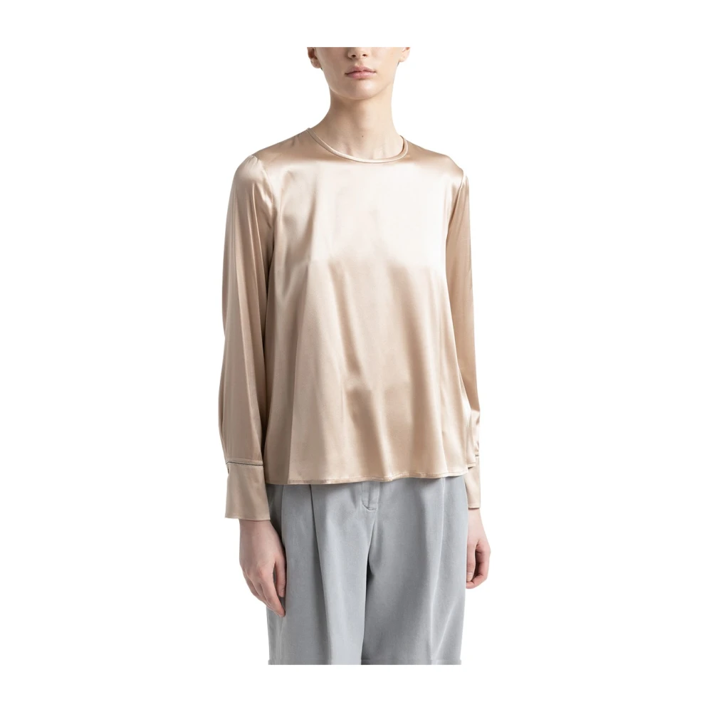 PESERICO Zijden satijnen shirt met Punto Luce Pink Dames