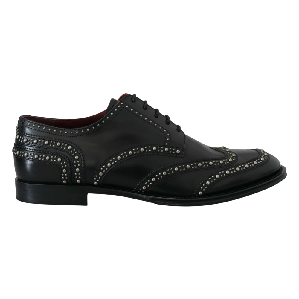 Dolce & Gabbana Men's Black Studded Derby Dress Shoes