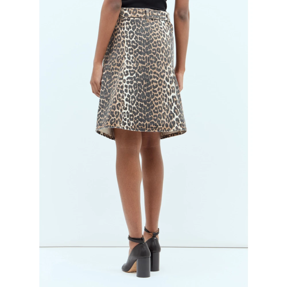 Ganni Leopard Denim Bandeau Top Brown Dames