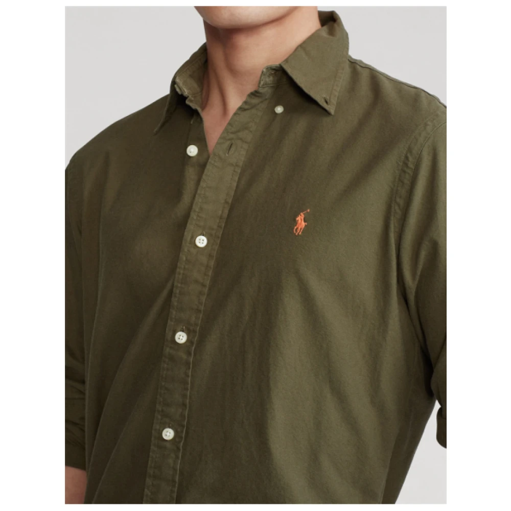 Polo Ralph Lauren Slim Fit Oxford Overhemd met Geborduurd Logo Green Heren