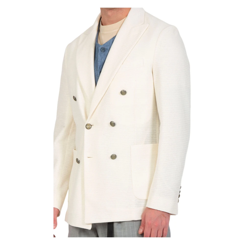 Circolo 1901 Linnen Blend Double-Breast Blazer White Heren