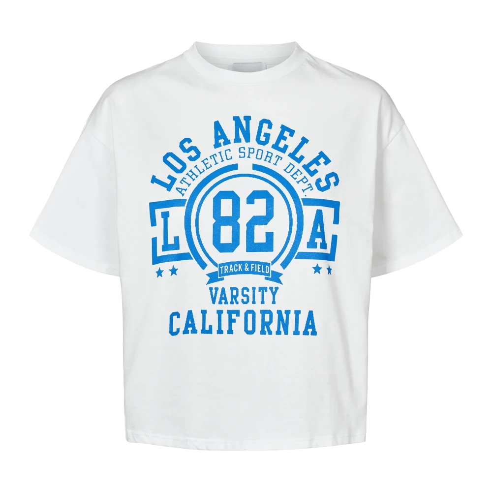American Dreams LA California Cropped Cotton Tee White Dames