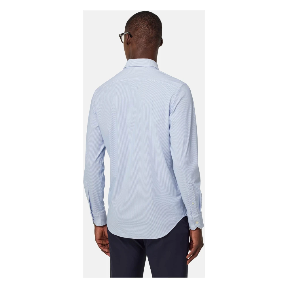 Boggi Milano Slim Fit Stretch Nylon Overhemd Blue Heren
