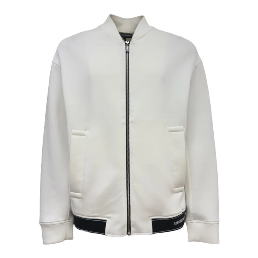 Emporio Armani Witte Zip Hoodie met Voorlogo White Heren