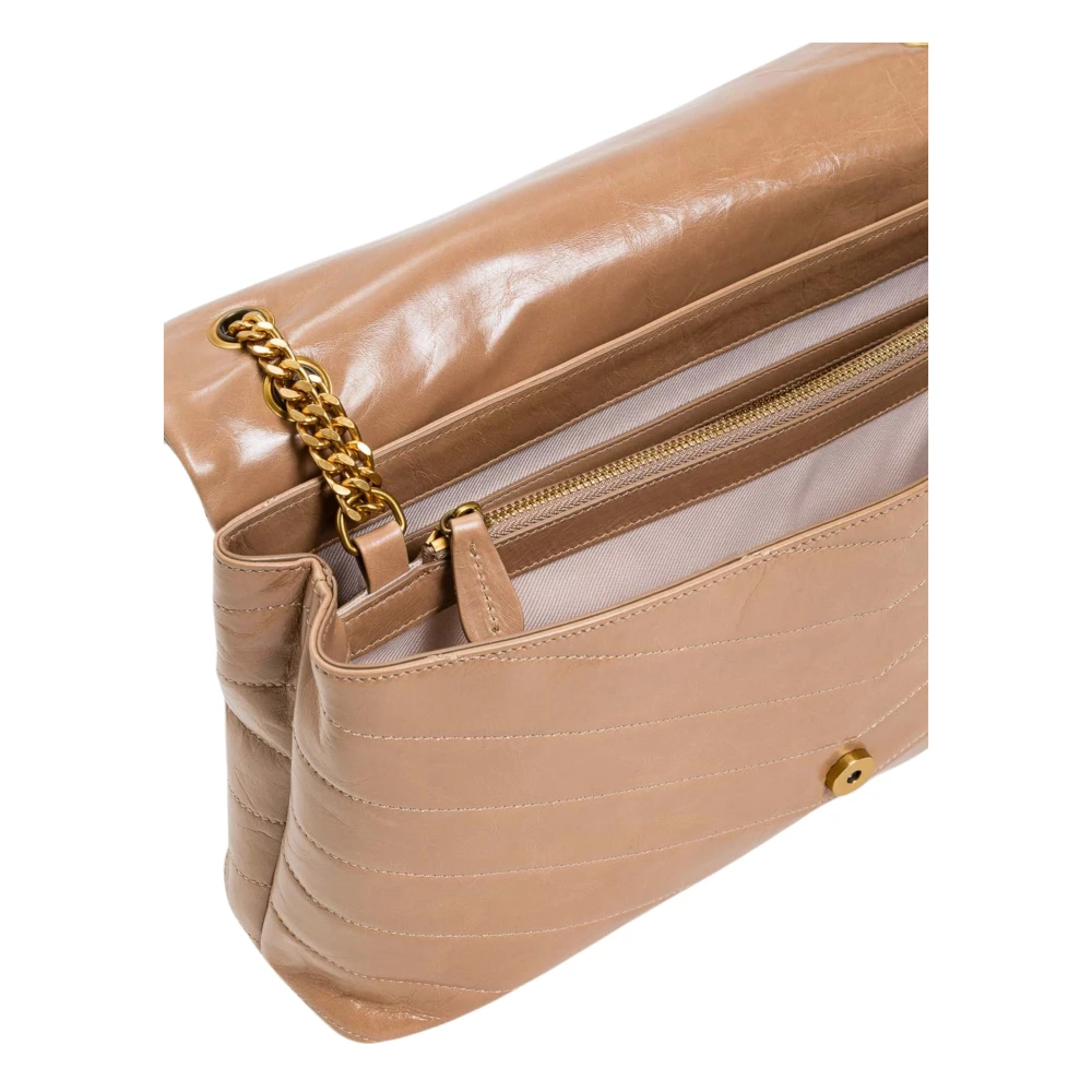 Twinset Beige leren schoudertas met ketting Beige Dames