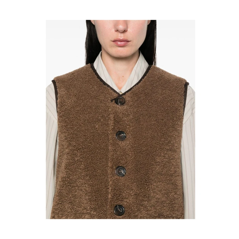 Soeur Bruine Faux-Shearling Mouwloze Sweater Brown Dames