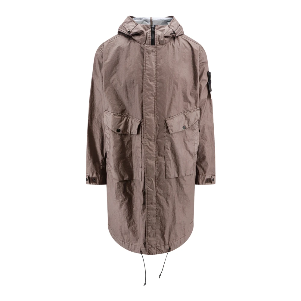 Stone Island Nylon jas met verwijderbaar logo embleem Gray Heren