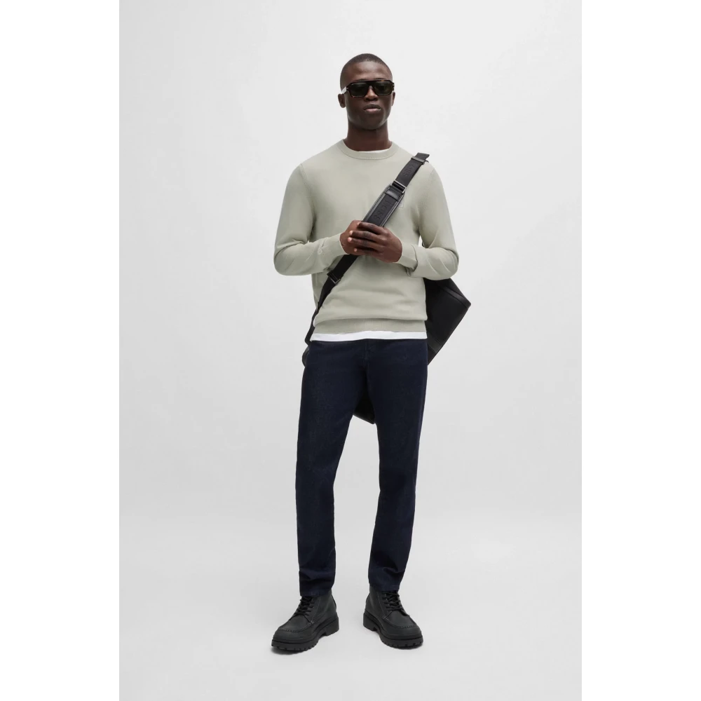 Hugo Boss Zachte Gebreide Trui met Logopatch Beige Heren