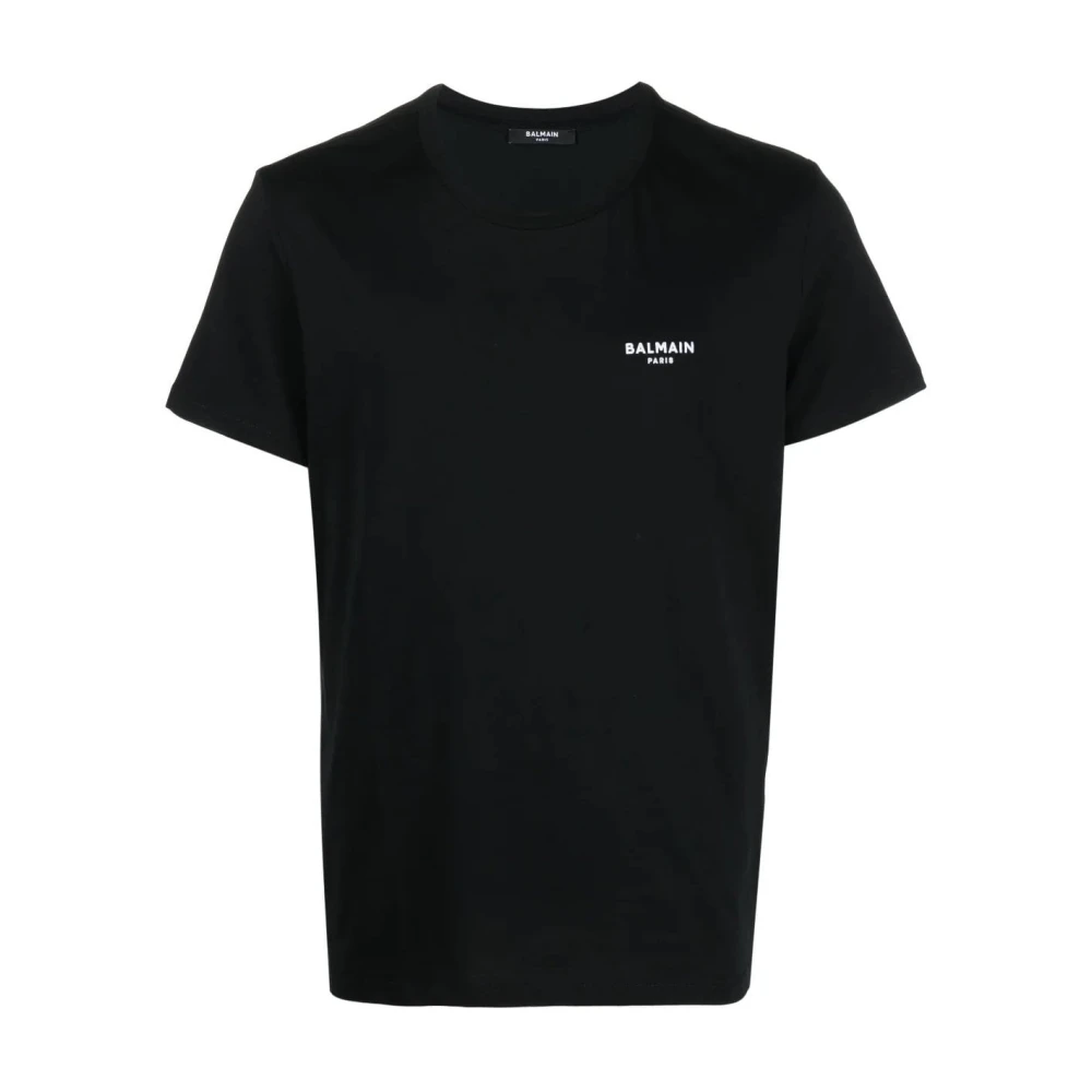 Balmain Klassieke Fit Flock T-Shirt XXL Zwart Black Heren