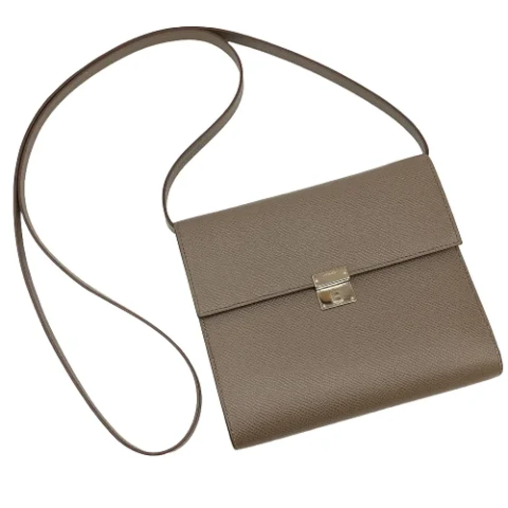 Hermès Vintage Pre-owned Leather shoulder-bags Gray Dames