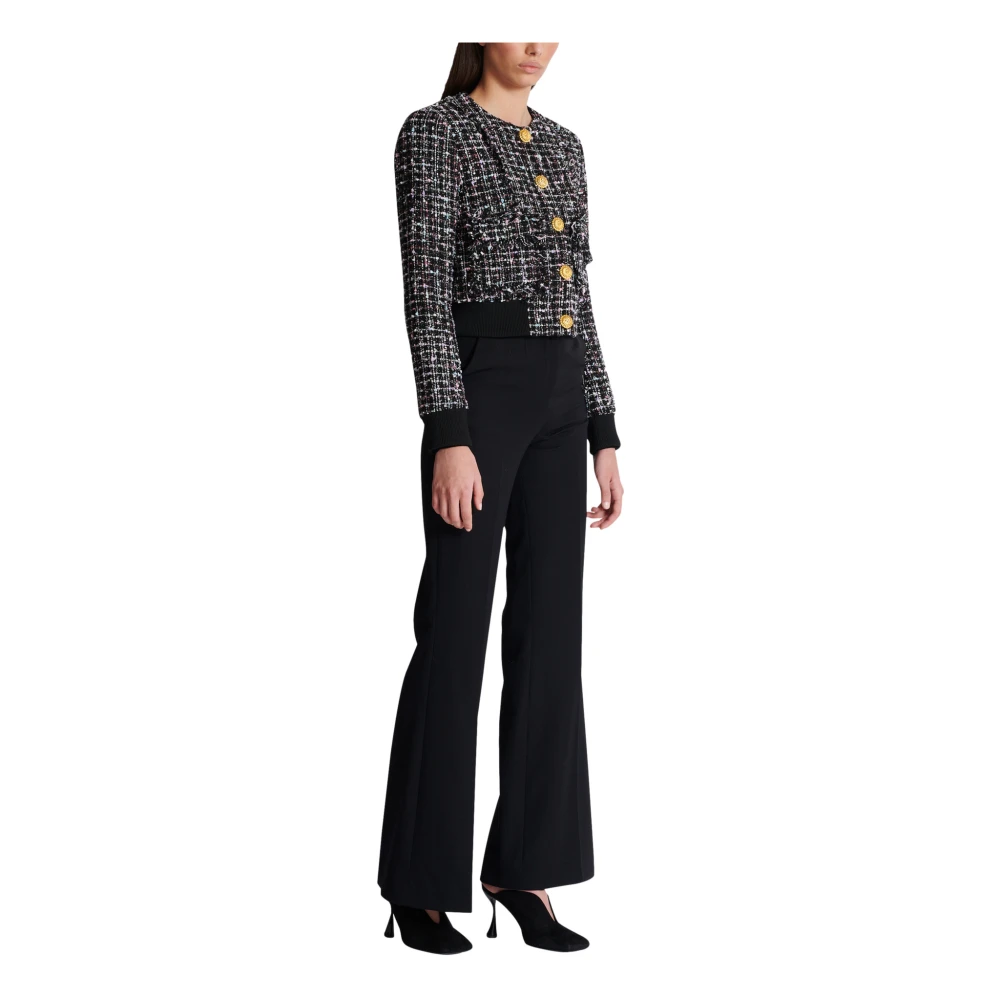 Balmain Tweed Jas met Knopen Black Dames