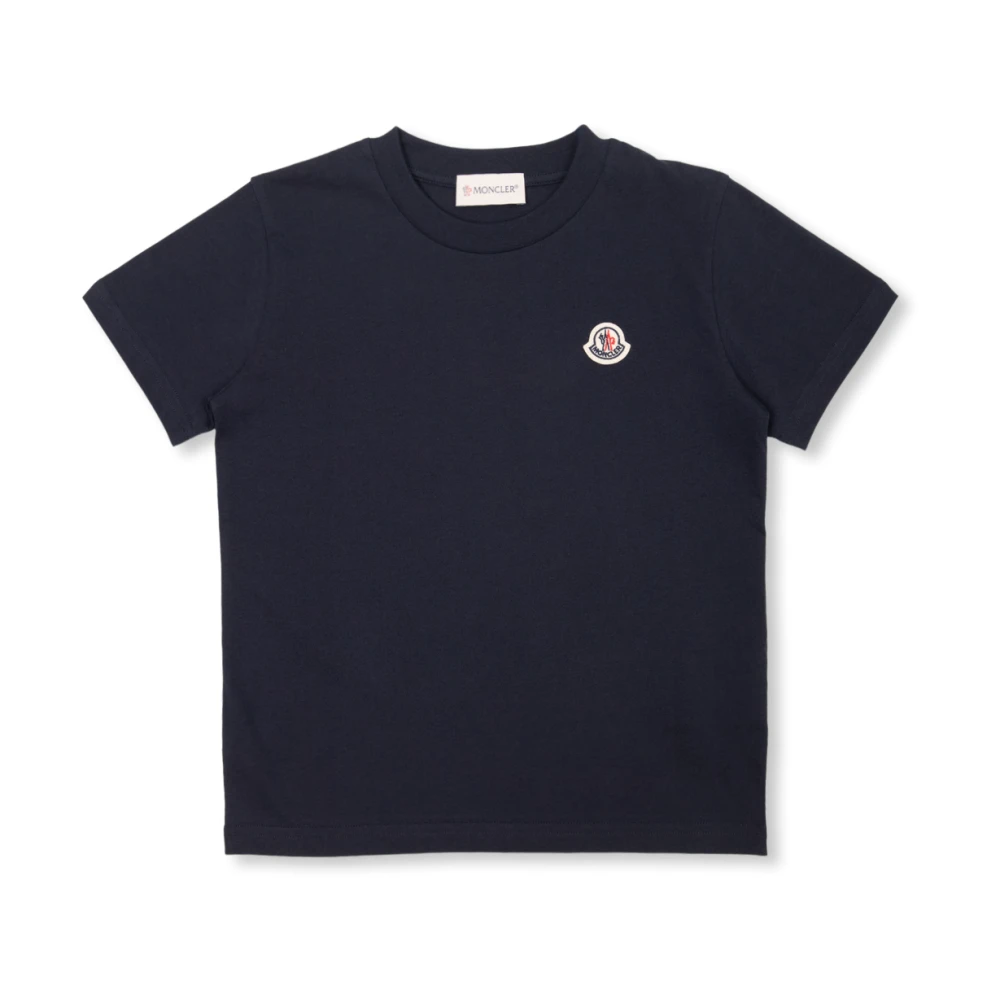 Moncler Bomullst-shirt med logotyp Blue, Unisex