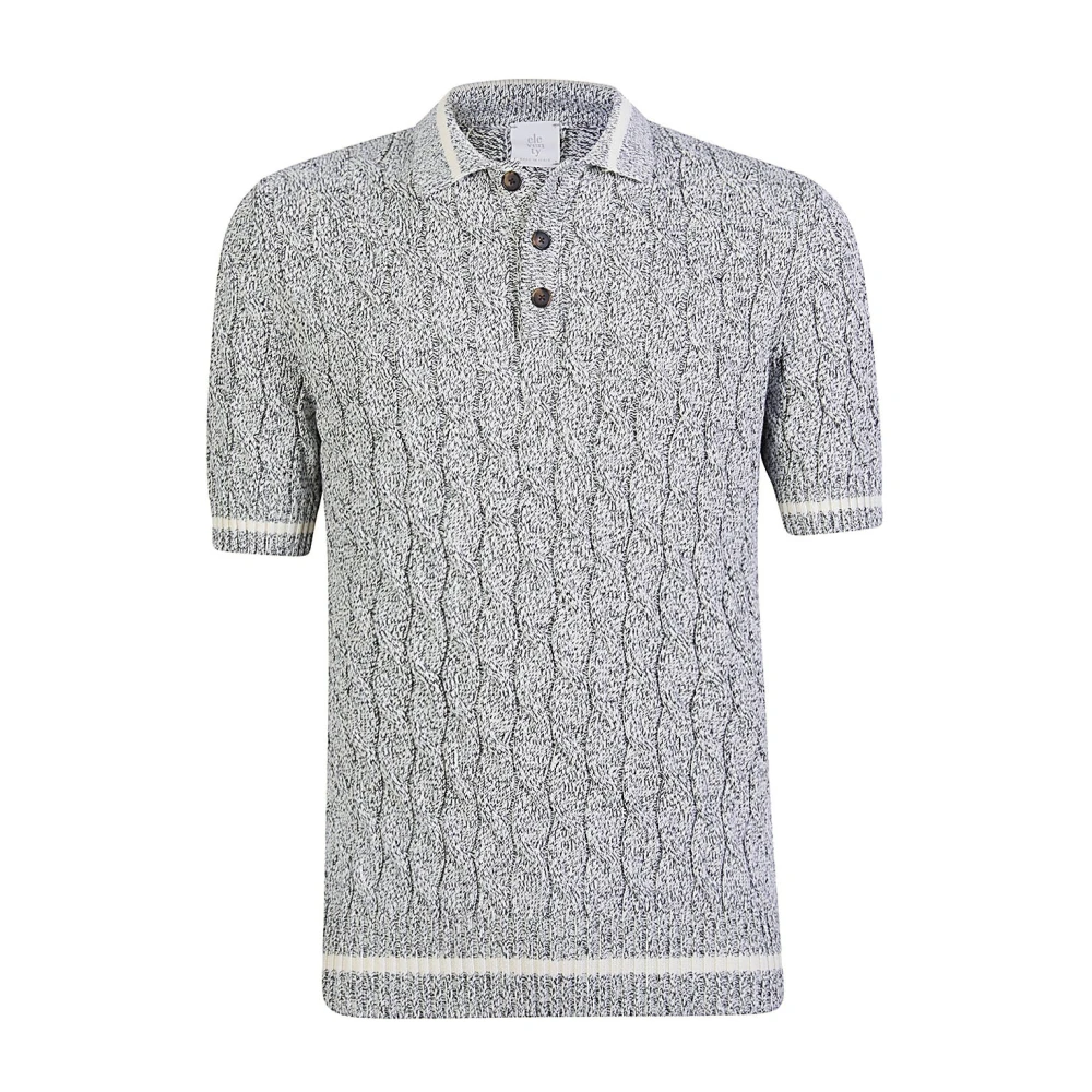 Eleventy Katoen Mouliné Vlecht Polo Shirt Gray Heren