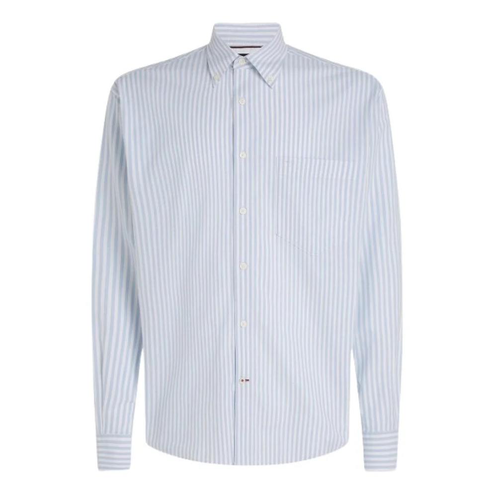 Tommy Hilfiger Oversize Randig Oxford Skjorta Blue, Herr