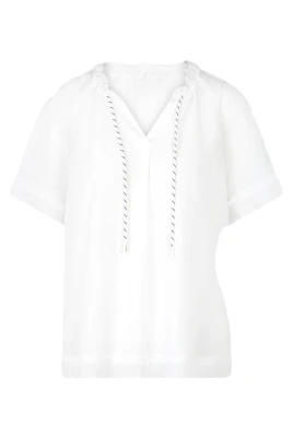 Elegant V-ringad blus med knytning