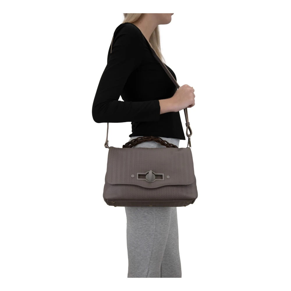 Zanellato Leren Dames Schoudertas Girello Brown Dames