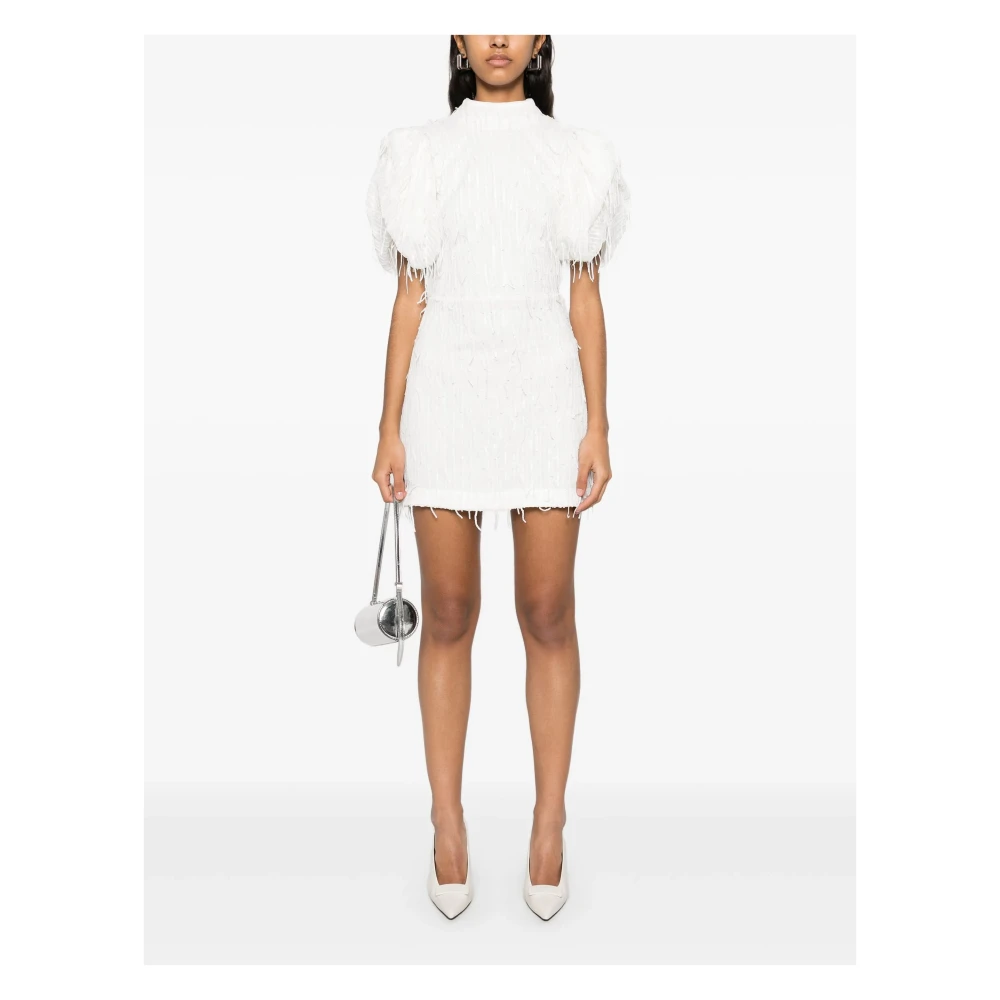 Rotate Birger Christensen Witte Pofmouw Jurk met Open Rug White Dames