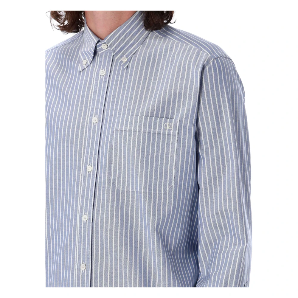 Valentino Garavani Gestreept Overhemd Klassieke Stijl Trendy Look Blue Heren