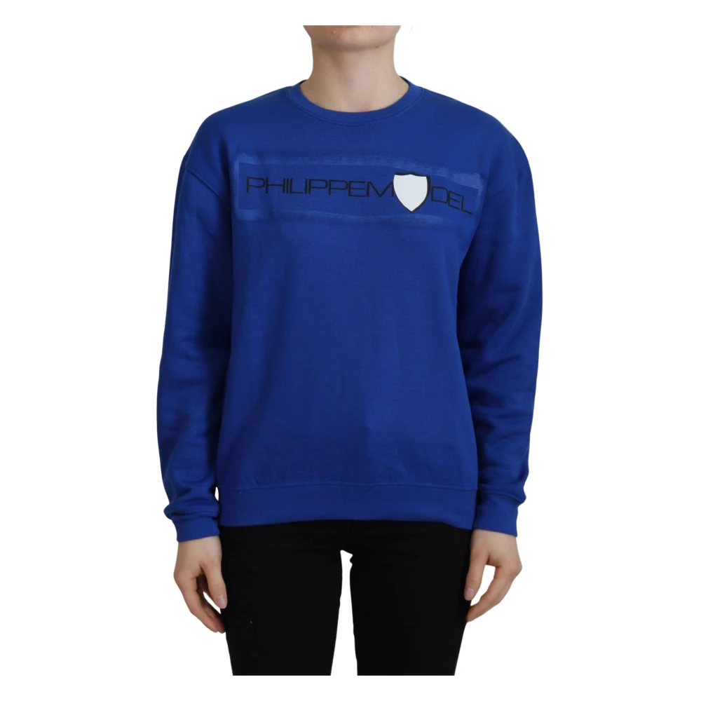 Philippe Model Women's Blue Printed Long Sleeves Pullover Sweater